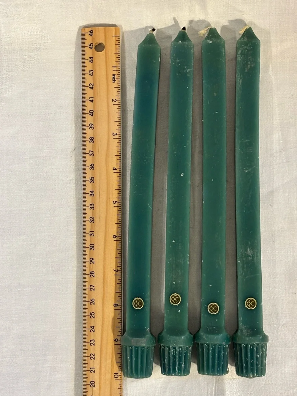 Vintage Colonial Candle Cape Cod Green Square Taper Candles 10” Set of 4